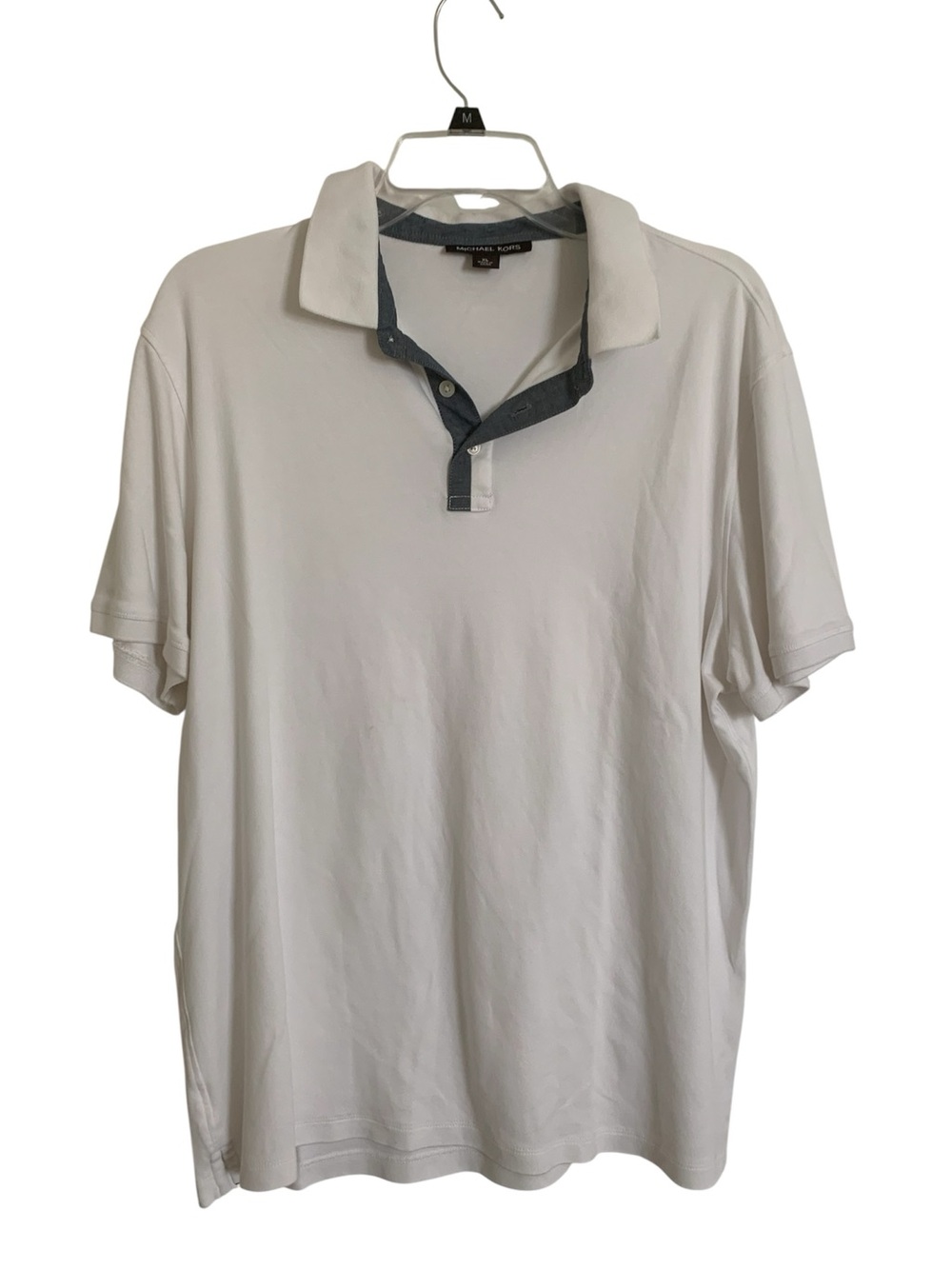 Michael Kors Polo Shirt XL White golf denim like accent cottagecore
